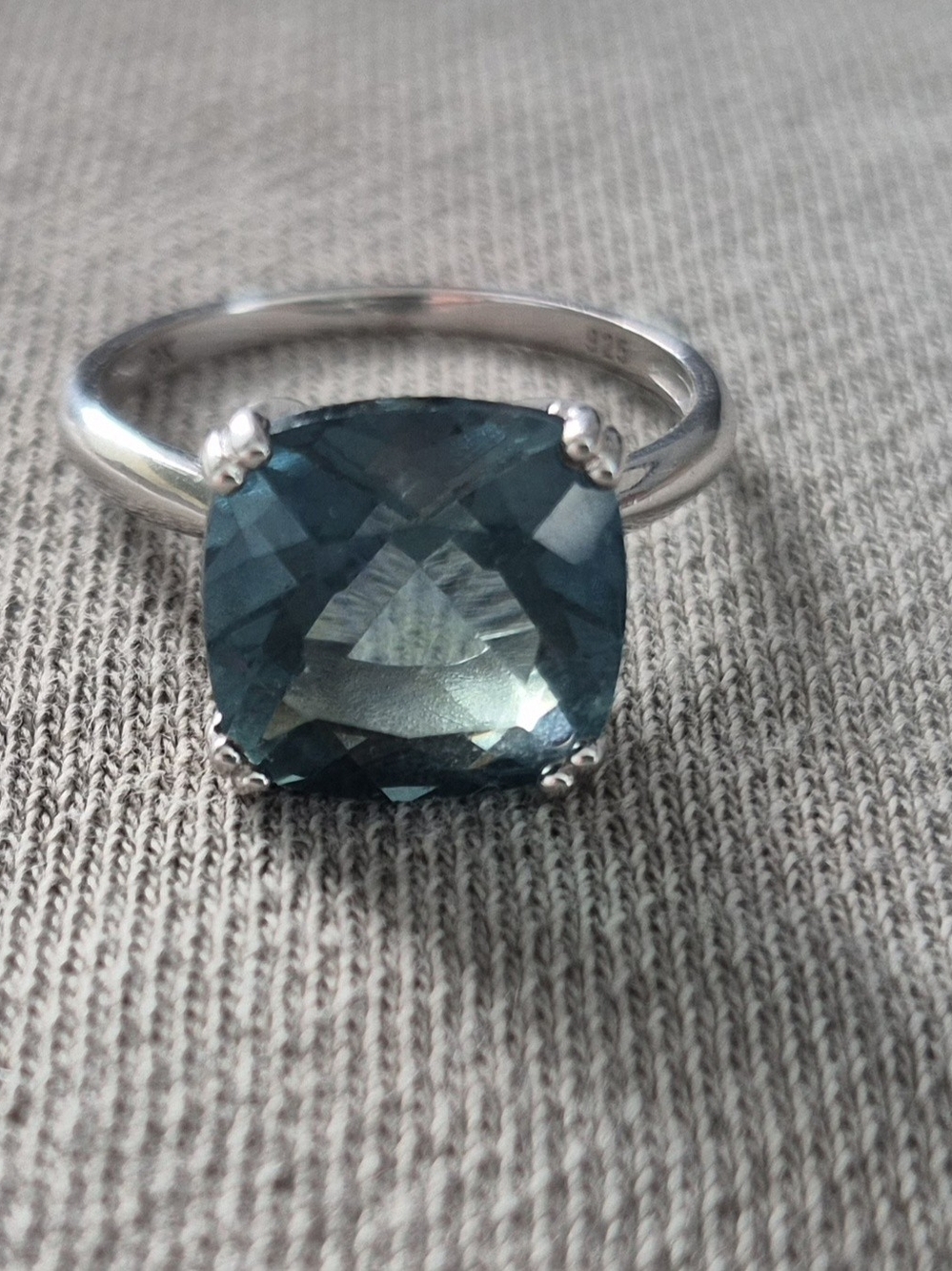 Blue Topaz Solitaire Ring in Silver - Picture 2 of 2